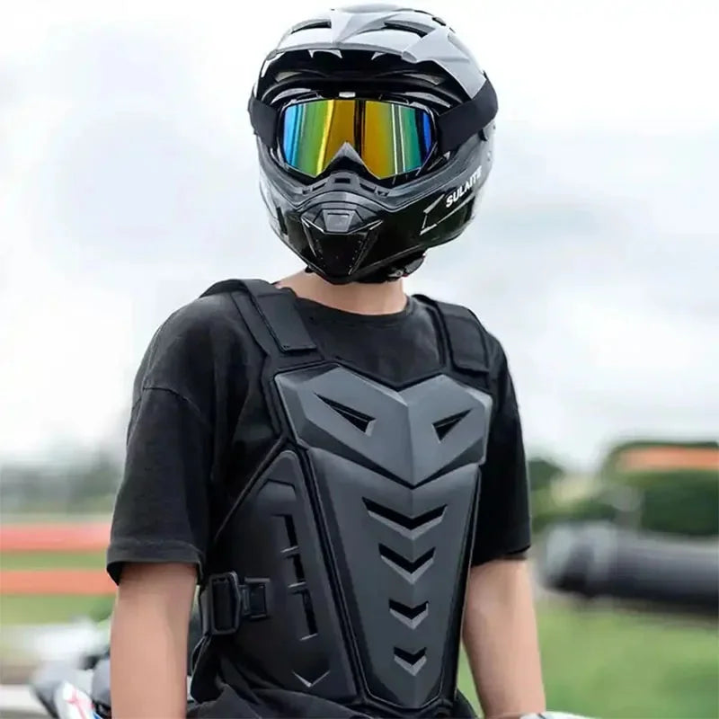 Black Motocross Body Armor Motorcycle Jacket with Back Chest Protector G927146