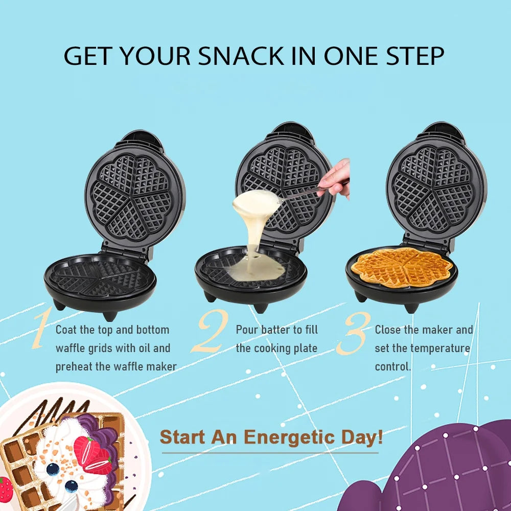 1000W Heart-Shaped Waffle Maker Q405