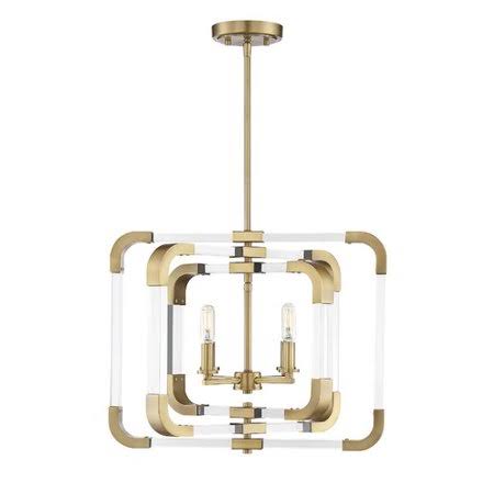 4-Light Candle Style Square Chandelier Warm Brass U88119