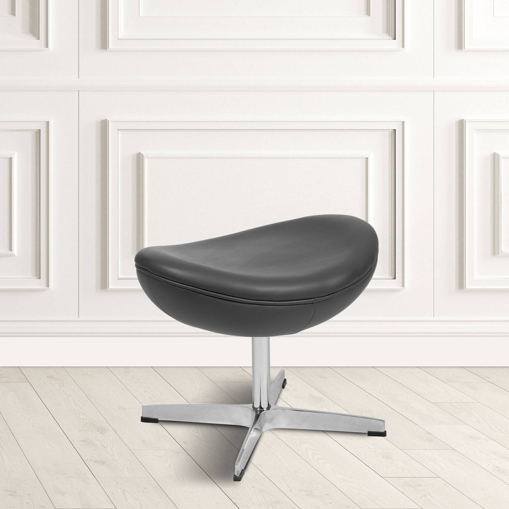 Gray LeatherSoft Saddle Wing Ottoman F157