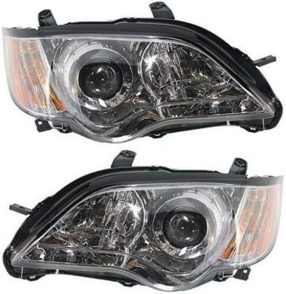 For 2008 2009 Subaru Legacy Outback Headlight Driver and Passenger Side with Bulbs W614