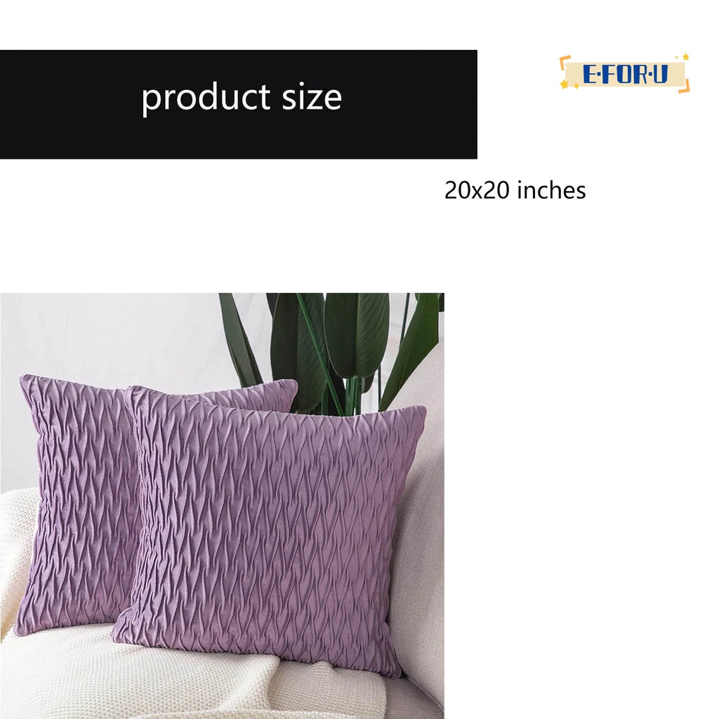 Set of 2 Velvet Decorative Throw Pillow Covers 20x20 inch Square Cushion Case M8293