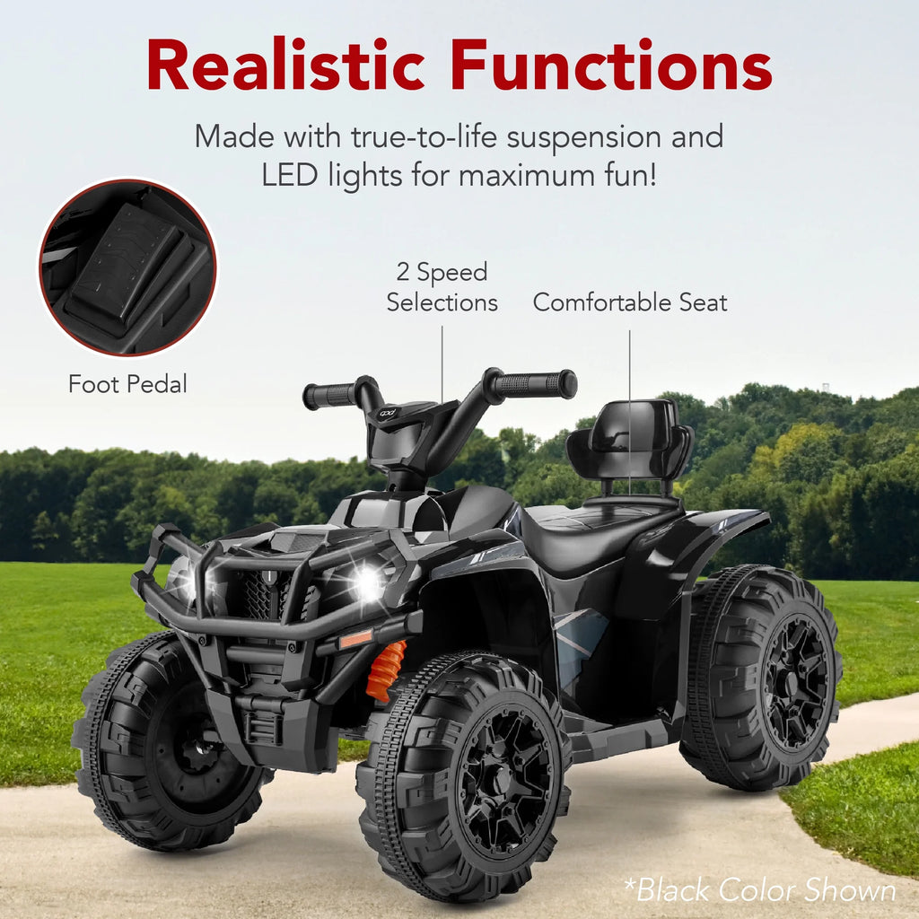 12V Kids Ride-On ATV Quad with LED Lights, Black U288