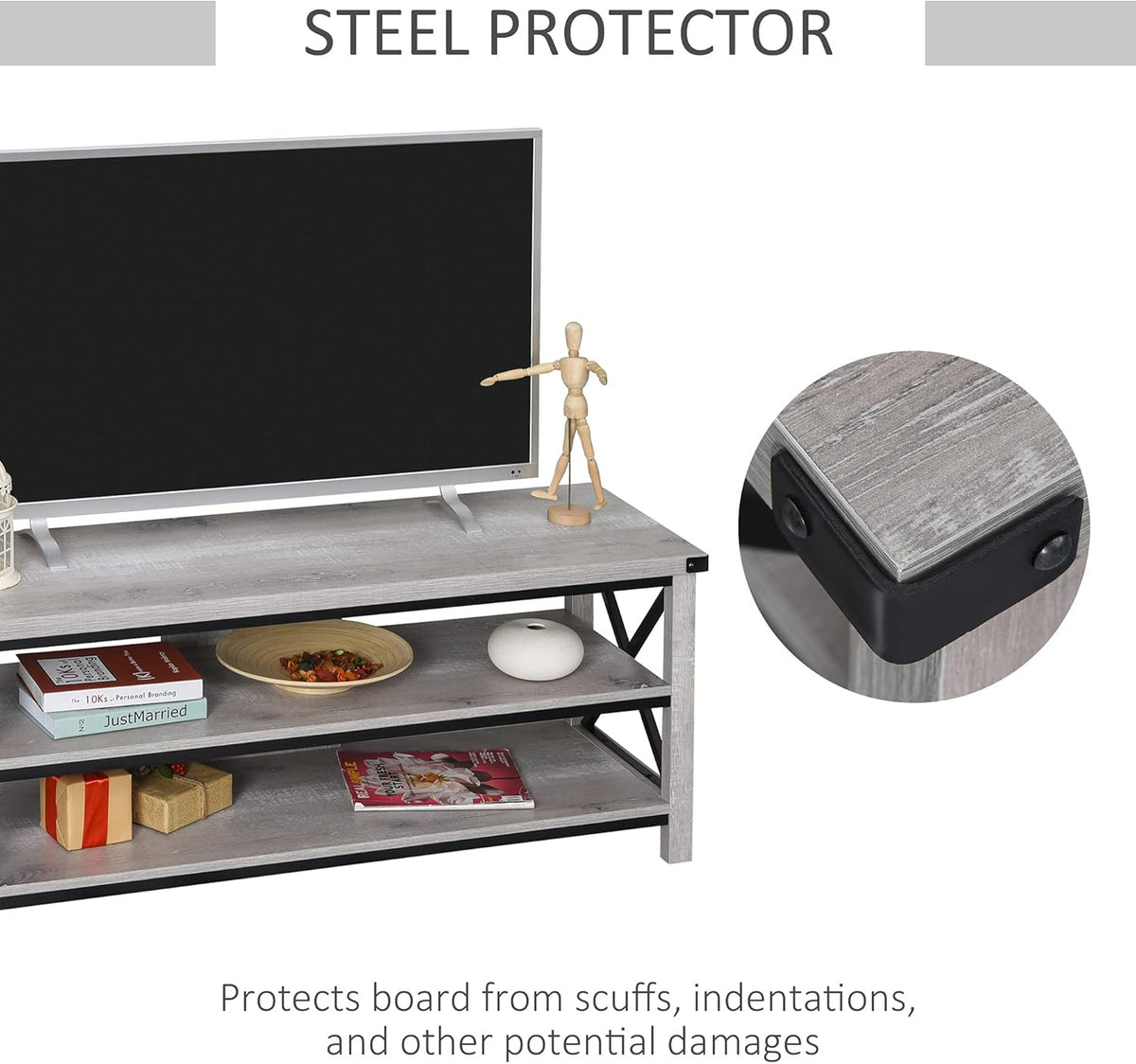 Console TV Stand with 2 Cable Management Hole P34560