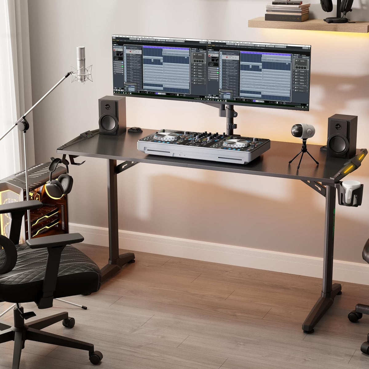 55 Inch Black Gaming Desk with USB Ports Z207621