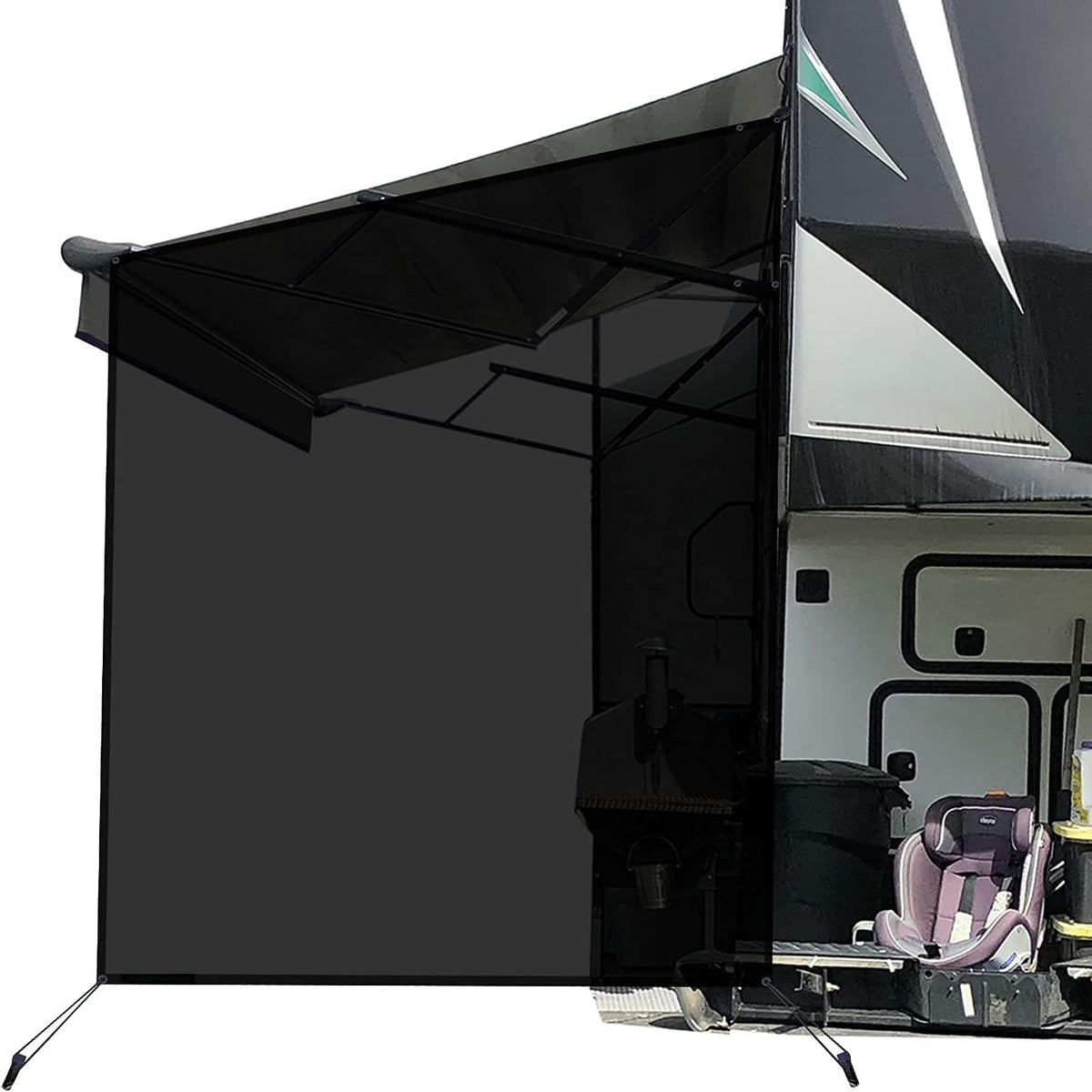 RV Awning Side Sun Shade Screen 9'X7' Beige Mesh Camper Sunshade A283