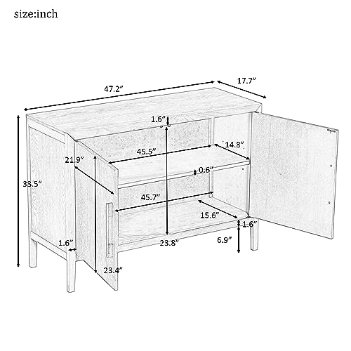 Black Sideboard Storage Cabinet with 4 Doors and Adjustable Shelves L421111