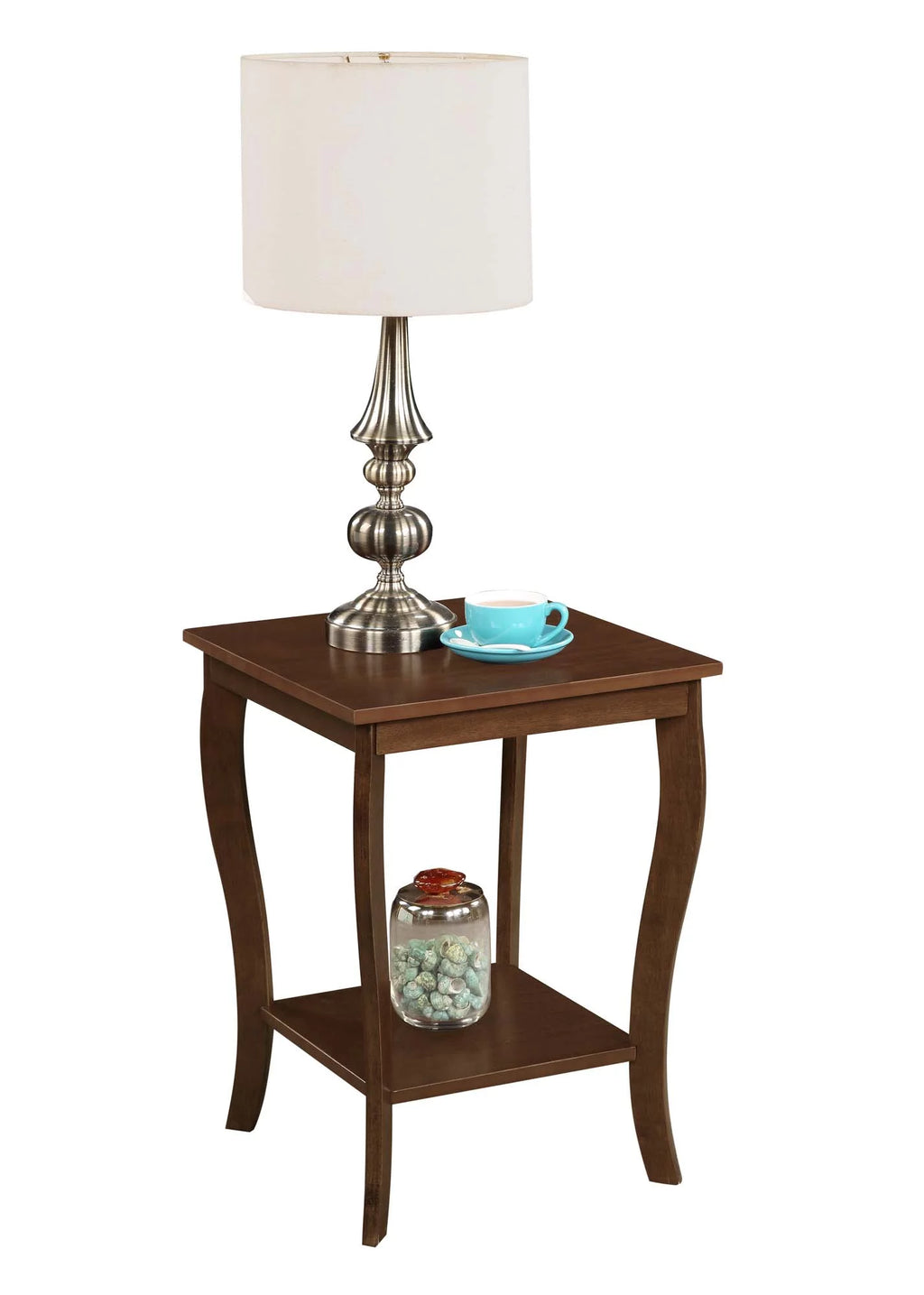 Espresso Square End Table with Shelf U2733