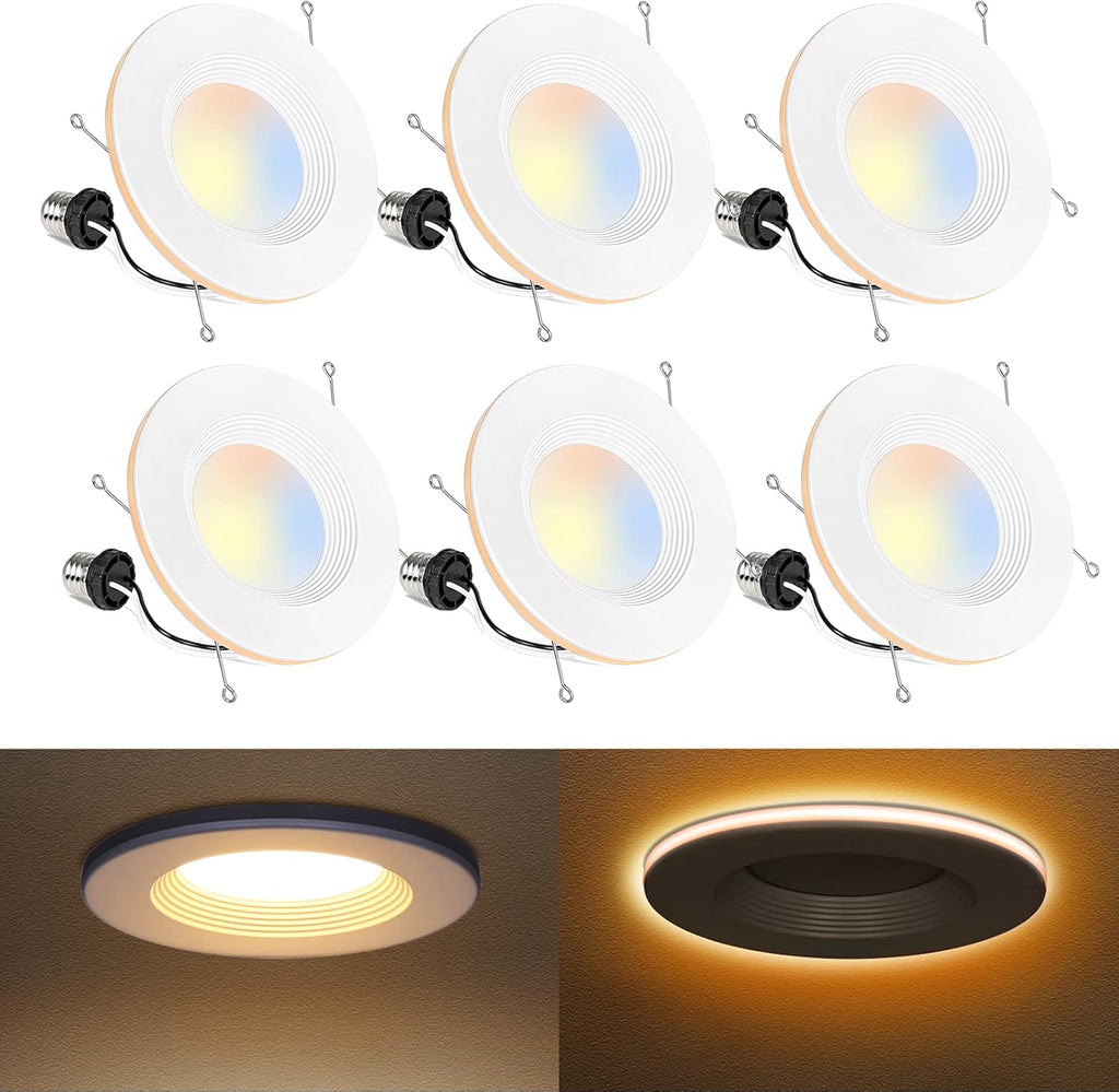6 Pack Smart Wi-Fi LED Recessed Downlight with Baffle Trim B9328