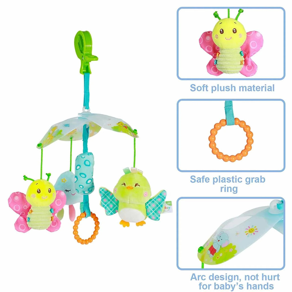Baby Car Seat Clip On Stroller Toy With Birds And Hanging Rattle Sensory Activity Toy T33033