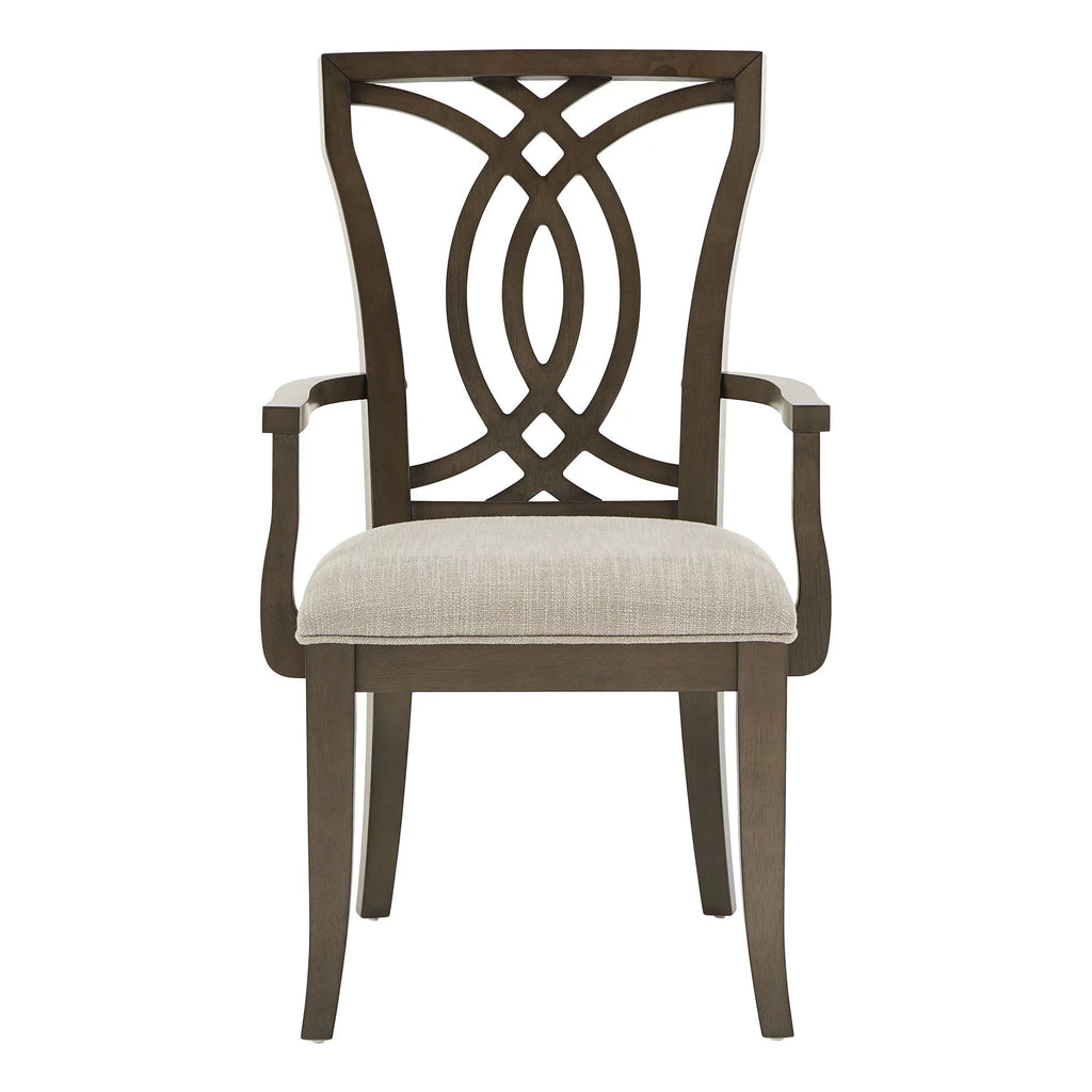 Beige Fabric Dark Walnut Wood Upholstered Dining Chairs Set of 2 A462712