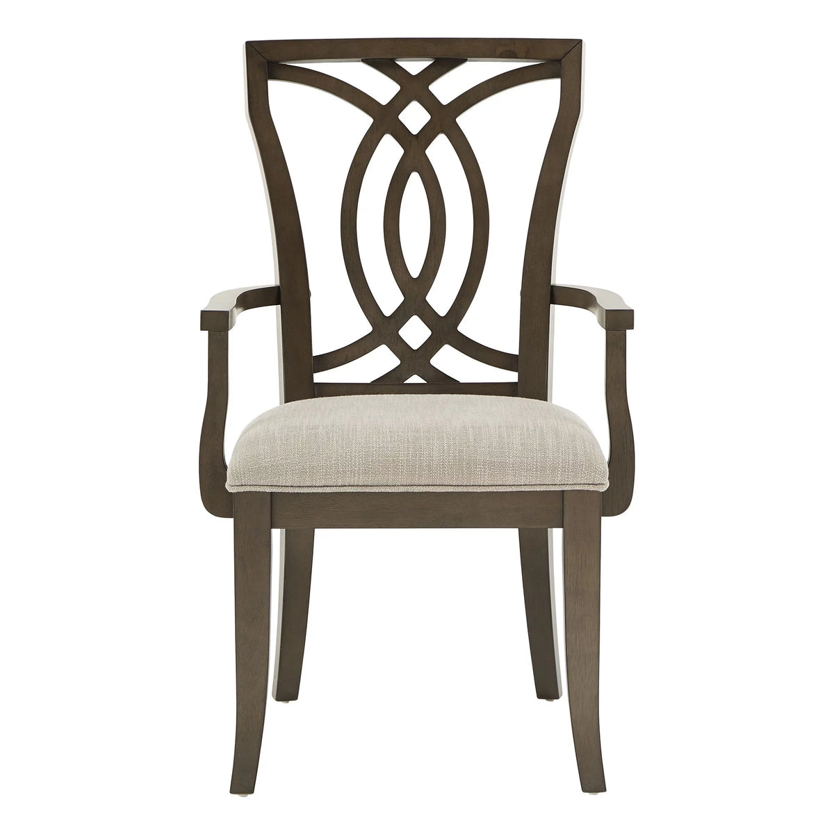 Beige Fabric Dark Walnut Wood Upholstered Dining Chairs Set of 2 A462712