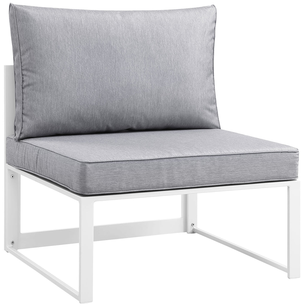 White Grey Fabric Outdoor Patio Sectional Sofa Set E385