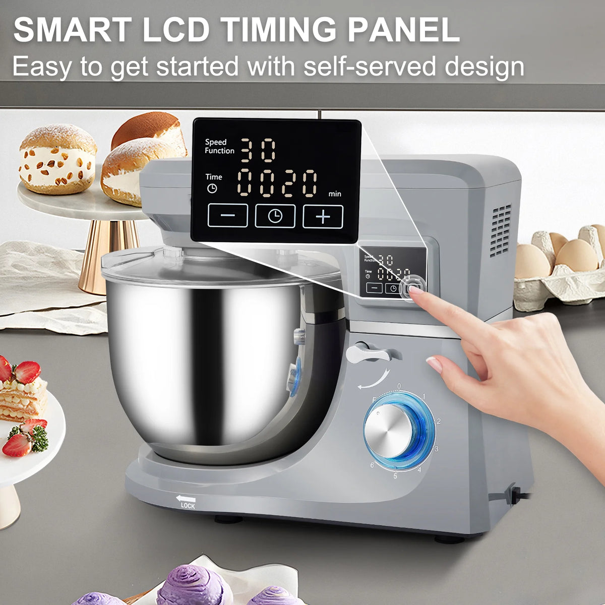 7.4Qt 6-Speed Stand Mixer with Grinder Juicer P2517