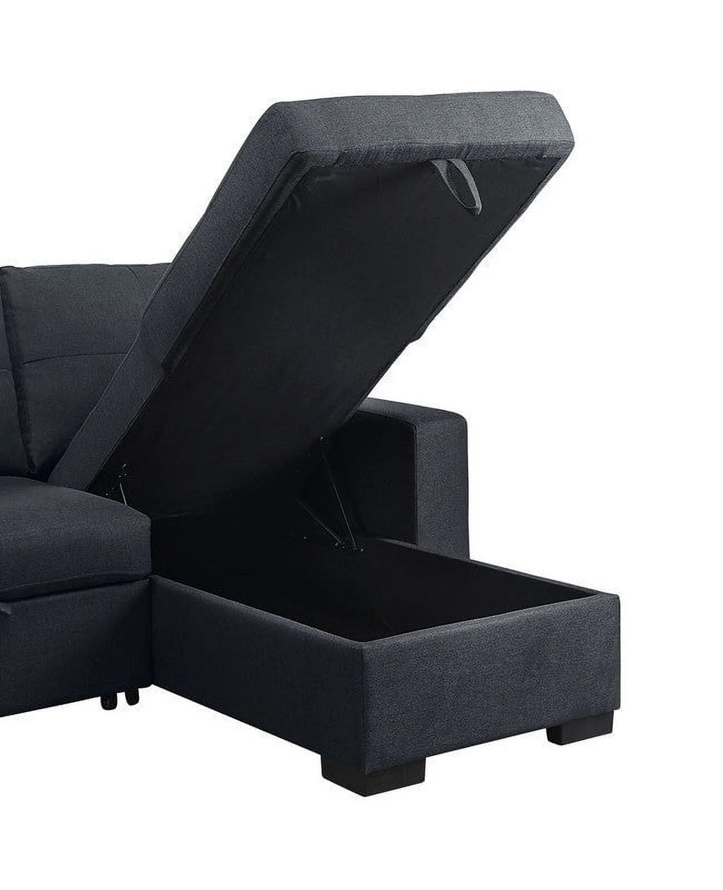 Linen Sleeper Sectional Sofa with Reversible Storage Chaise W51899