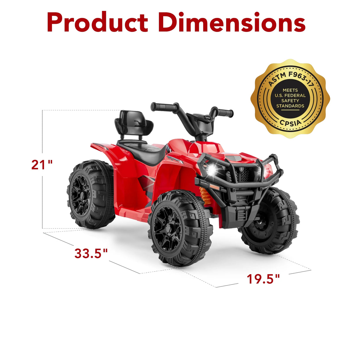 12V Kids Ride-On ATV Quad with LED Lights, Black U288