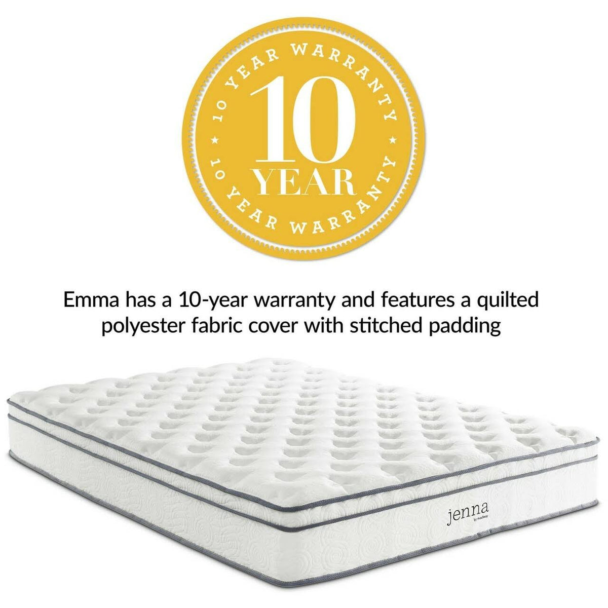 White Queen Size 10inch Fabric Mattress O97090