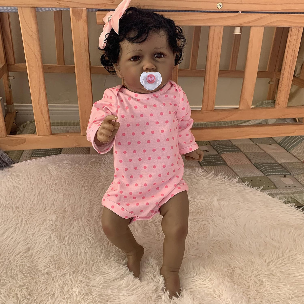 22 inch Realistic Reborn Baby Doll with Curly Brown Hair Z38780