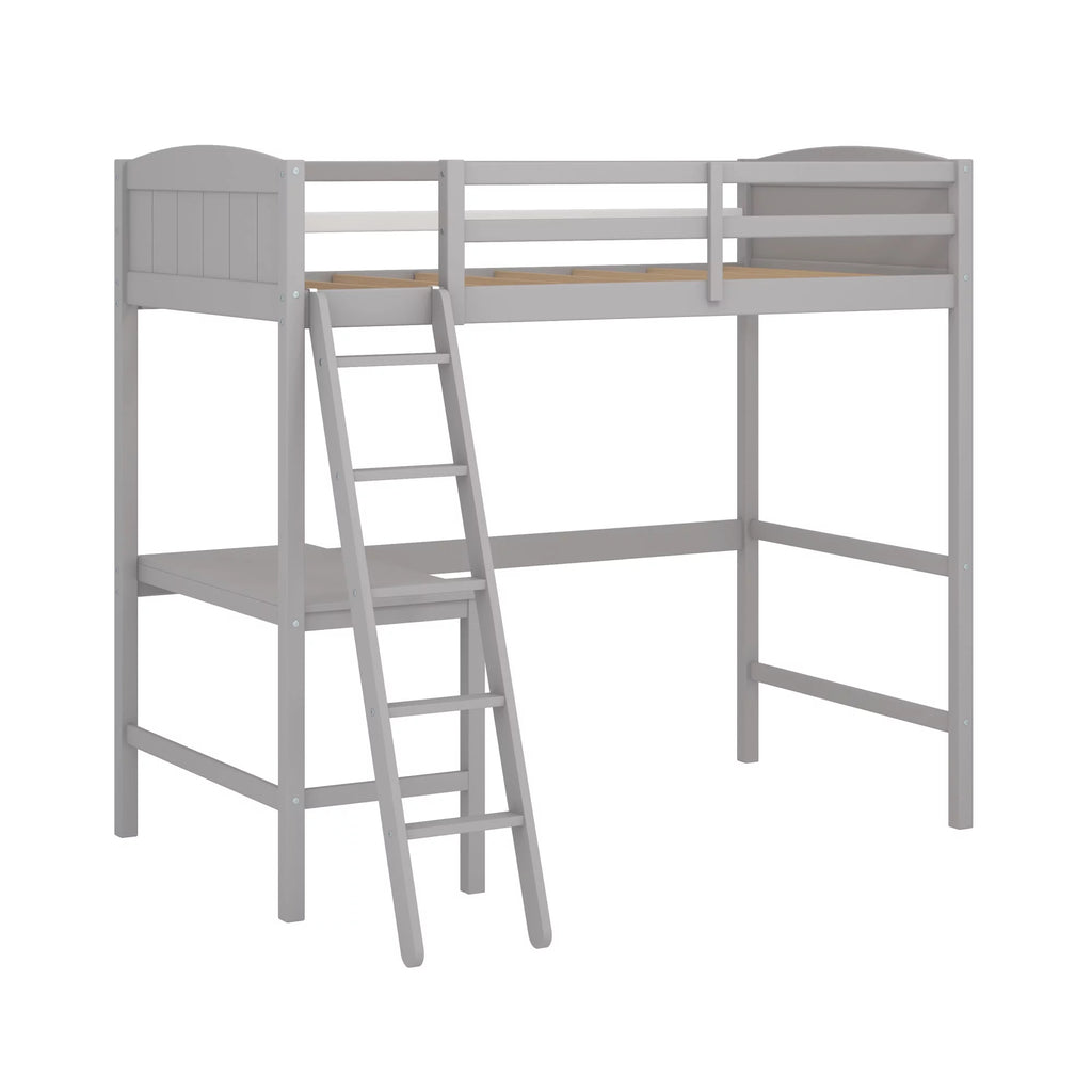 Gray Wood Twin Loft Bed with Desk K234180