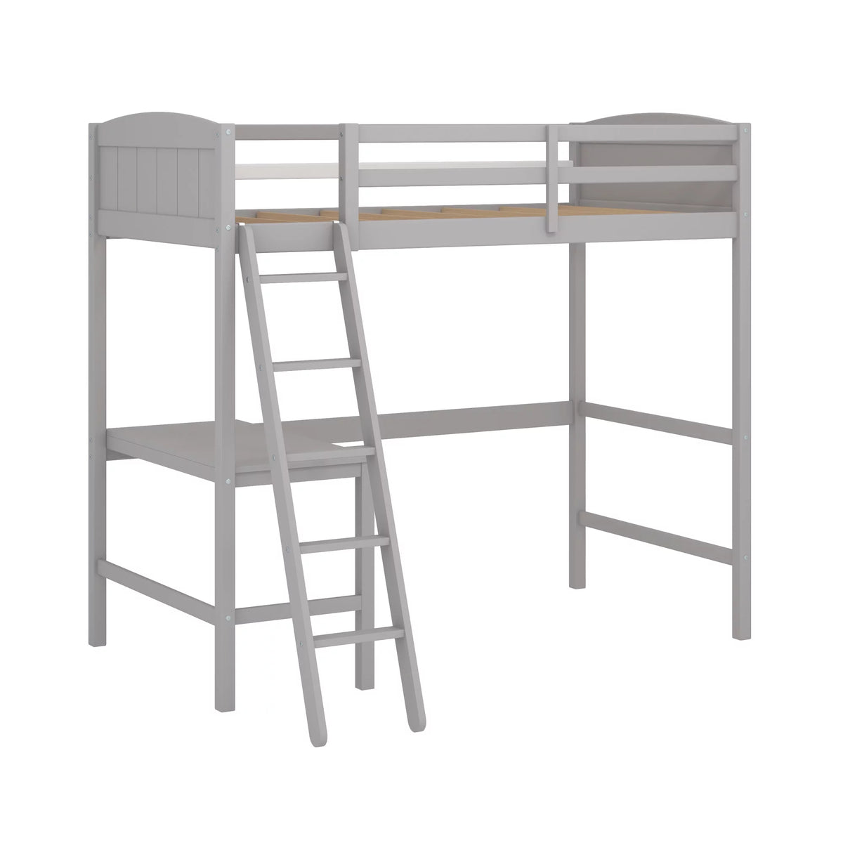 Gray Wood Twin Loft Bed with Desk K234180