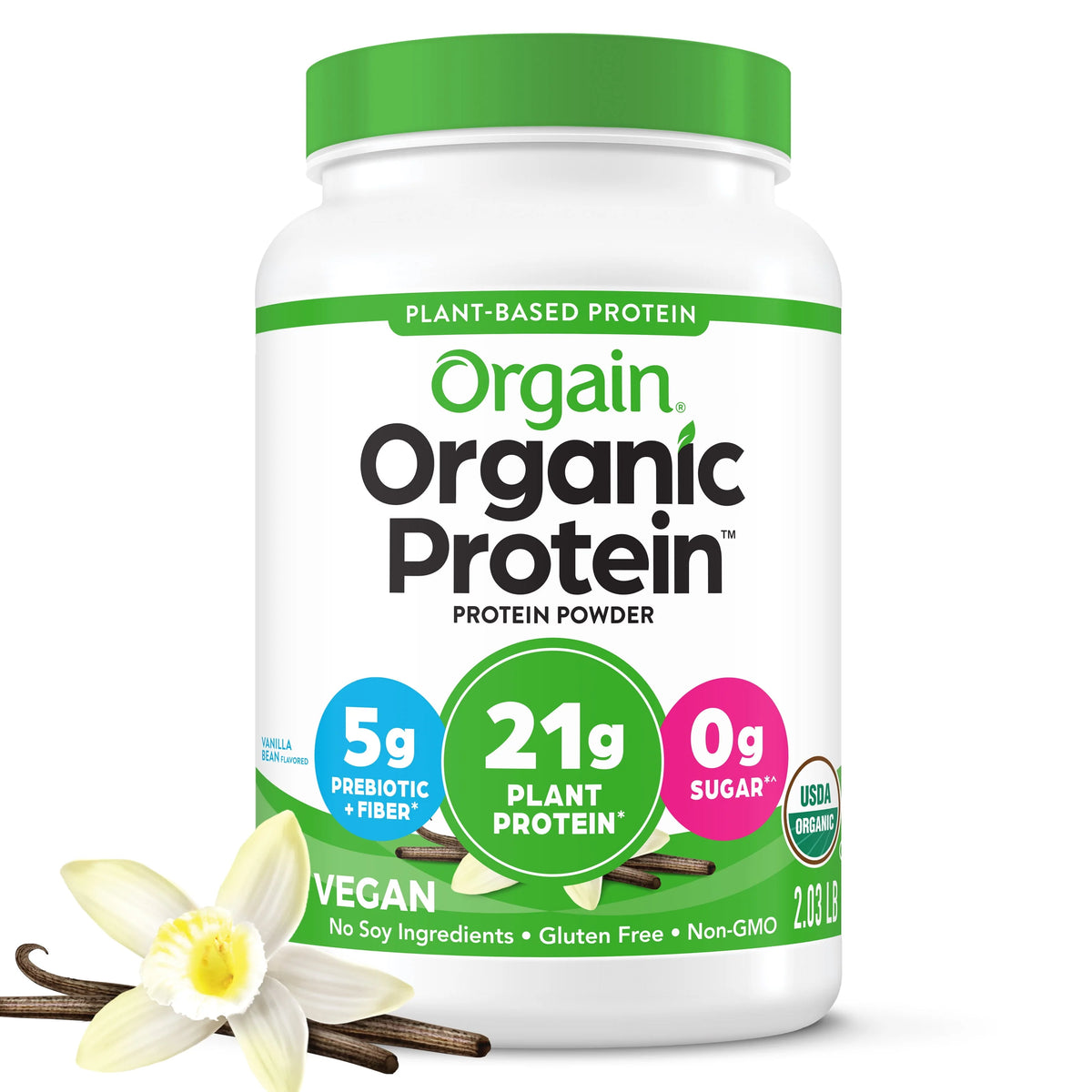 Organic Vegan 21g Protein Powder Vanilla Bean 2.03lb X619