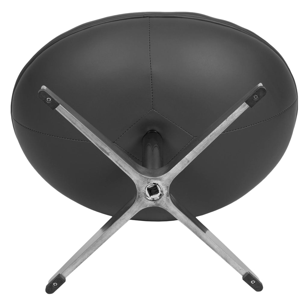 Gray LeatherSoft Saddle Wing Ottoman F157