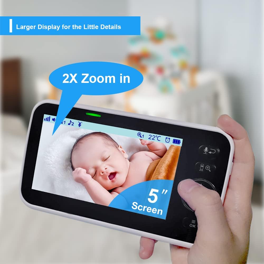 Baby Monitor with Camera and Audio, 5 Inch Video Baby Monitor E15881