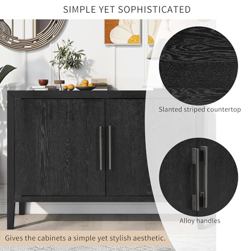 Black Sideboard Storage Cabinet with 4 Doors and Adjustable Shelves L421111