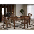 Mahogany 5 Piece Rectangular Dining Room Table with 18 in. Butterfly Leaf & Four Linen Seat Chairs T451