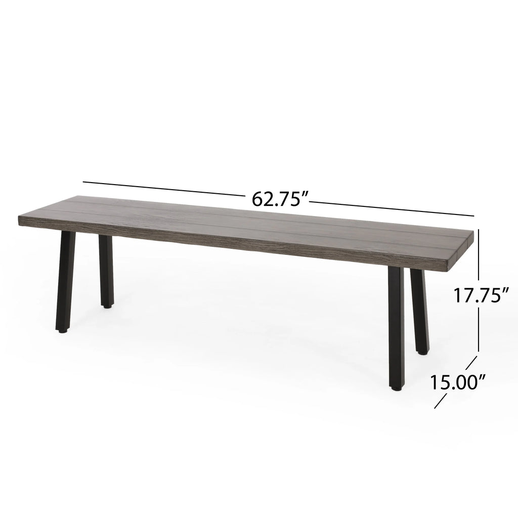 Aluminum and Steel Outdoor Dining Bench T273