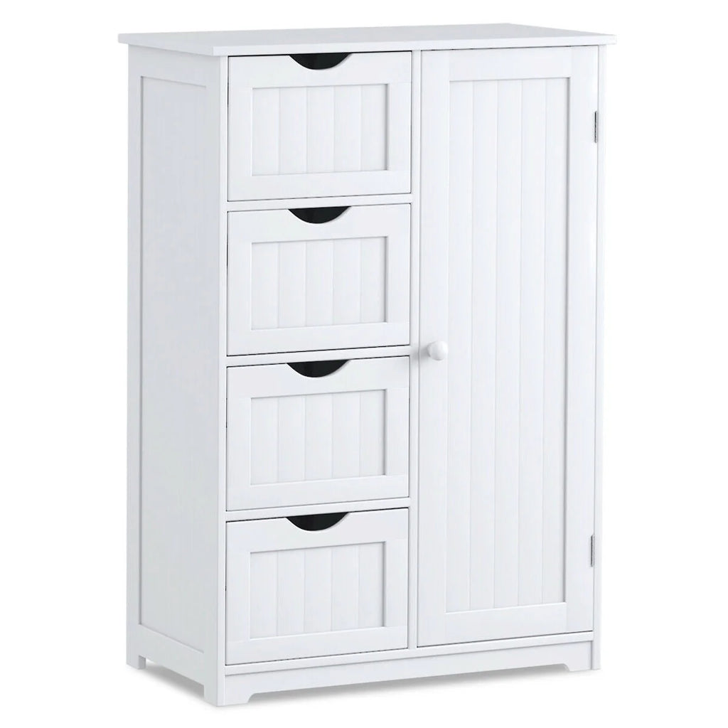 White 4 Drawer Wooden Bathroom Cabinet B8554