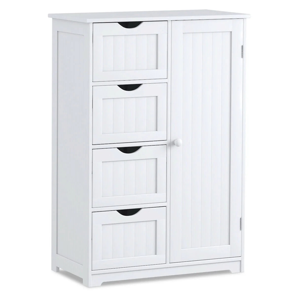 White 4 Drawer Wooden Bathroom Cabinet B8554