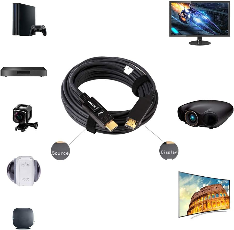 Fiber Optic HDMI Cable 150 Feet 4K 60Hz 18Gbps High Speed with Dual Micro HDMI and Standard HDMI Connector V286