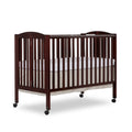 Full Size 2-in-1 Folding Stationary Side Crib with Locking Wheels, Espresso G86847