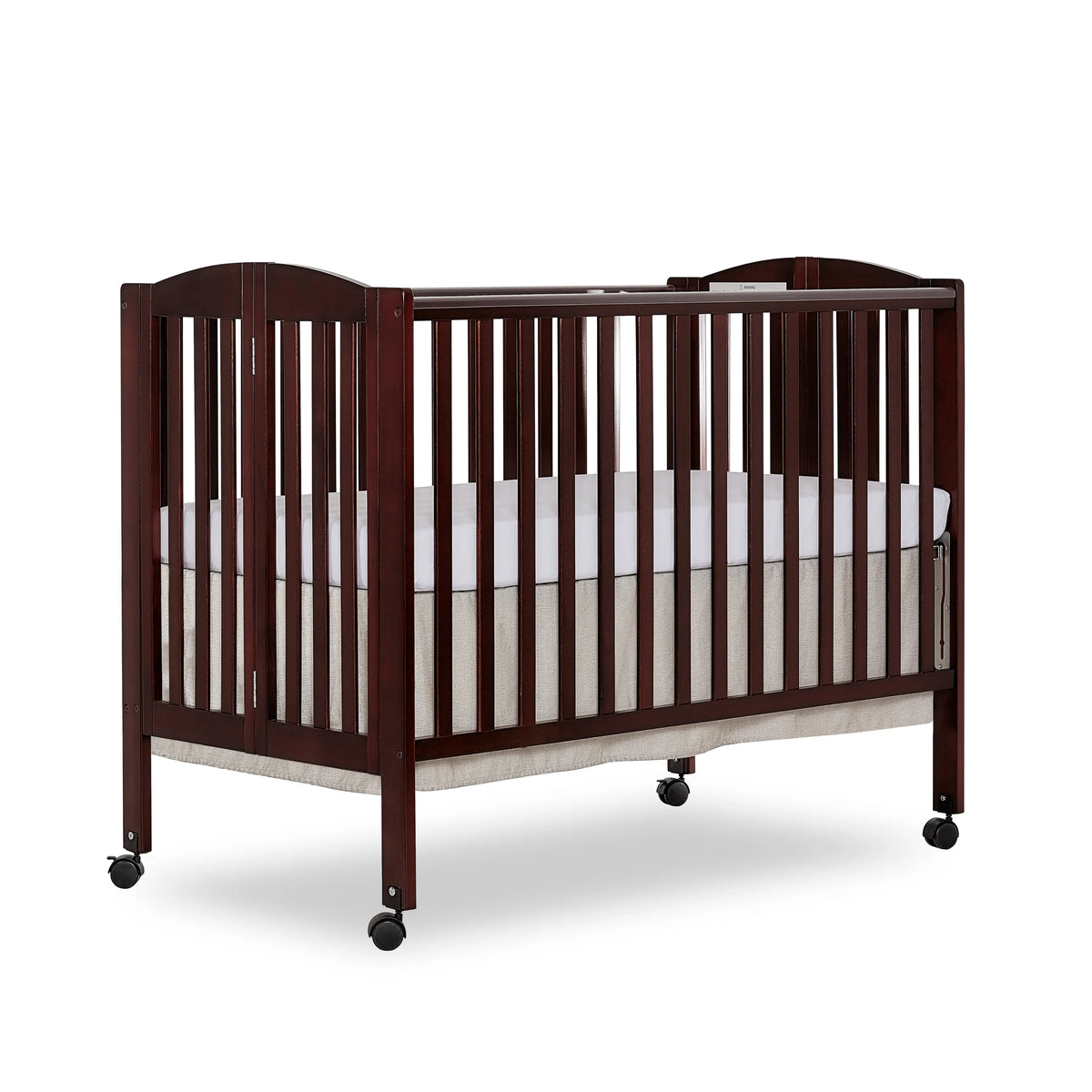 Full Size 2-in-1 Folding Stationary Side Crib with Locking Wheels, Espresso G86847