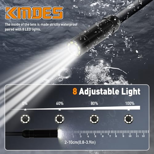 16.4FT Semi-Rigid Cord 1080P HD Industrial Borescope Camera with 8 LED Lights C93683