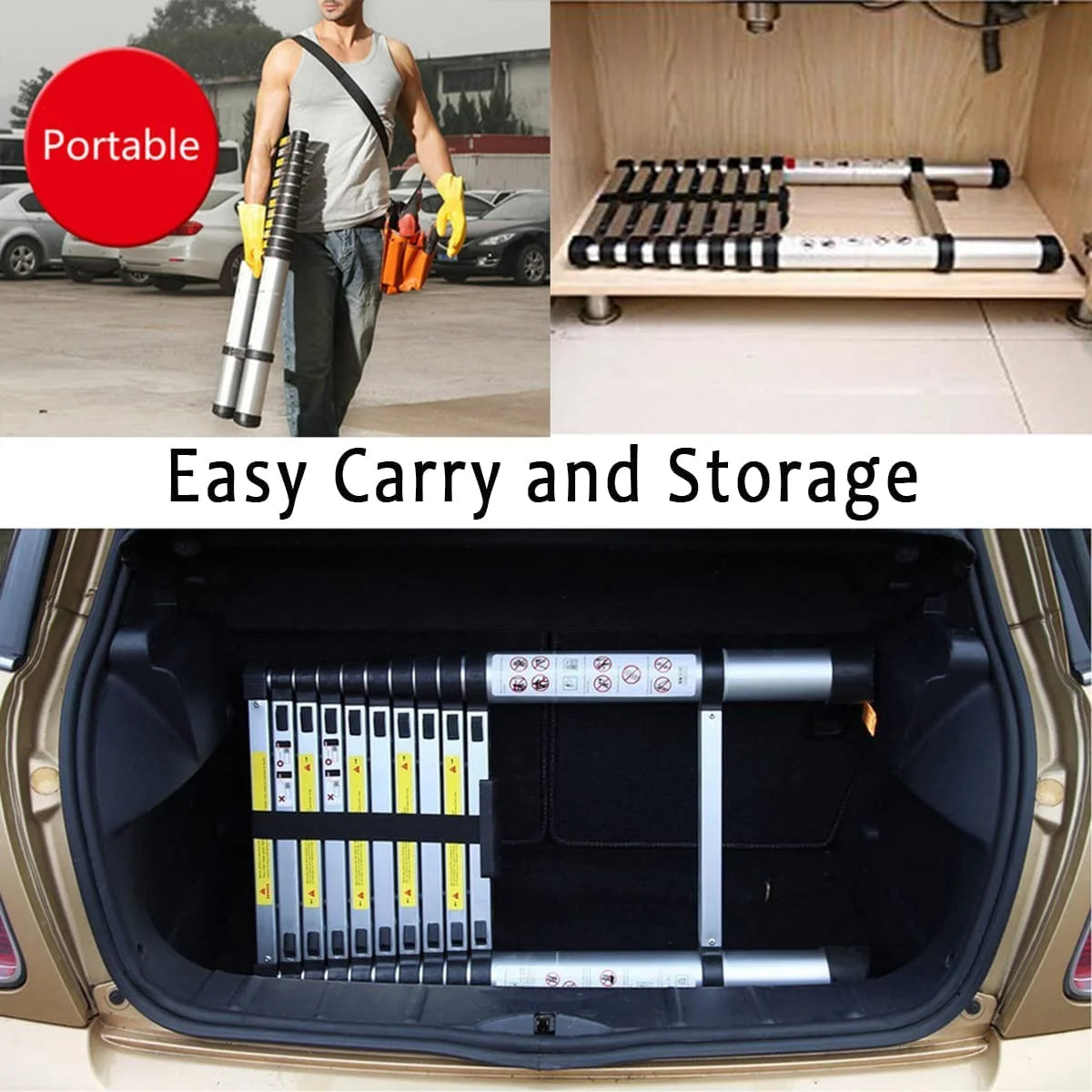 Stainless Steel 11 Step Telescopic Extension Ladder I52334