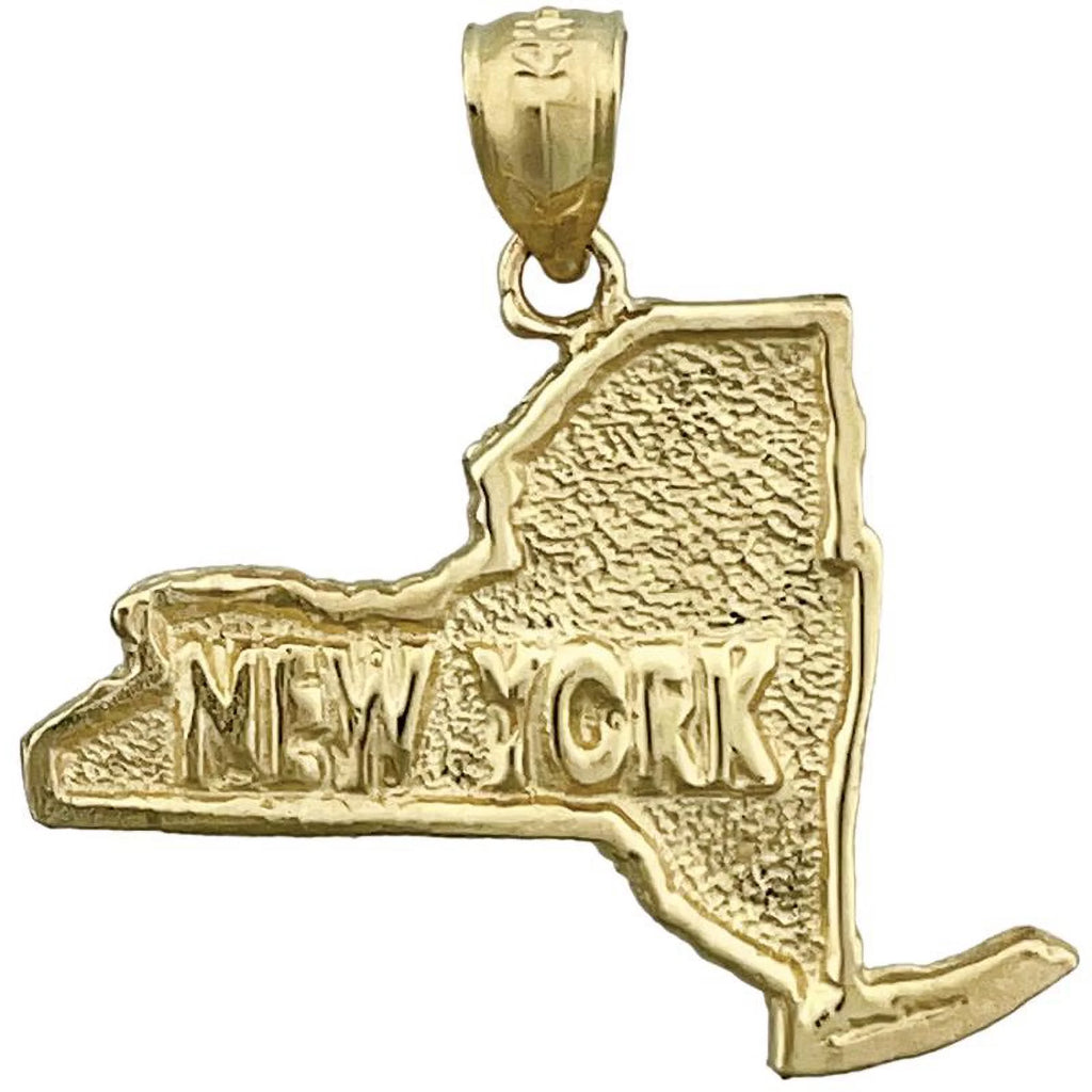 14K Gold New York State Map Pendant W5733