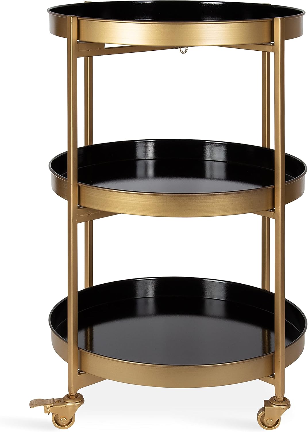 3-Tier Gold Metal Bar Cart with Lockable Wheels Q336784