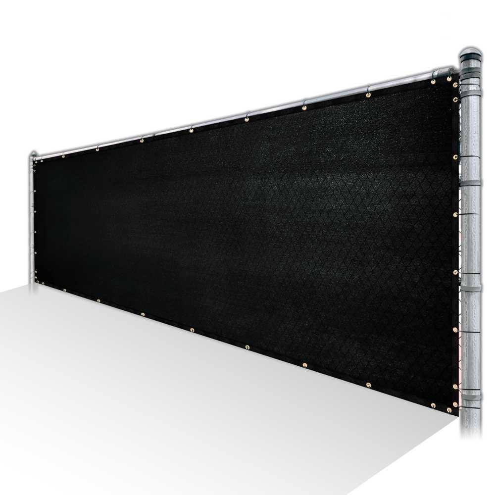 4 ft. x 199 ft. Black Privacy Fence Screen HDPE Mesh Screen with Reinforced Grommets X7841