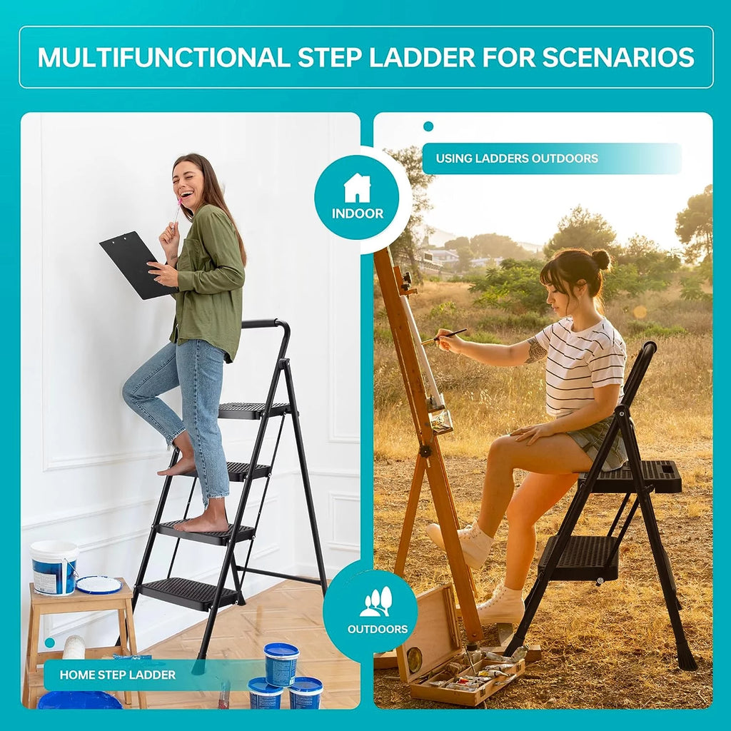 5 Step Lightweight Folding Steel Ladder 330lb Capacity K8366