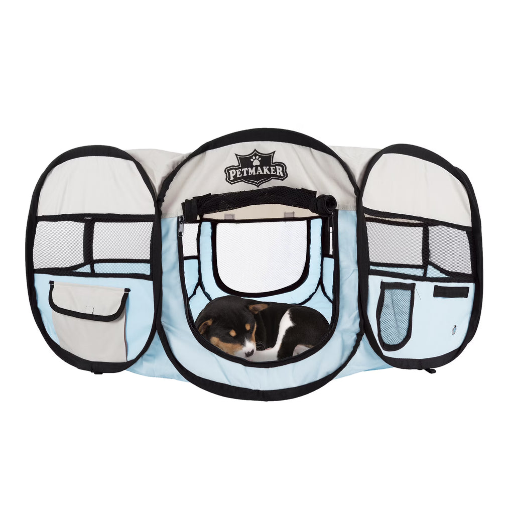Blue Pop-Up Dog Crate with Carrying Bag W841929