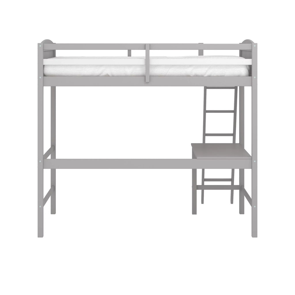 Gray Wood Twin Loft Bed with Desk K234180