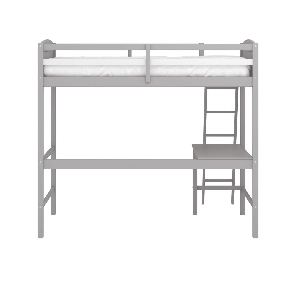 Gray Wood Twin Loft Bed with Desk K234180