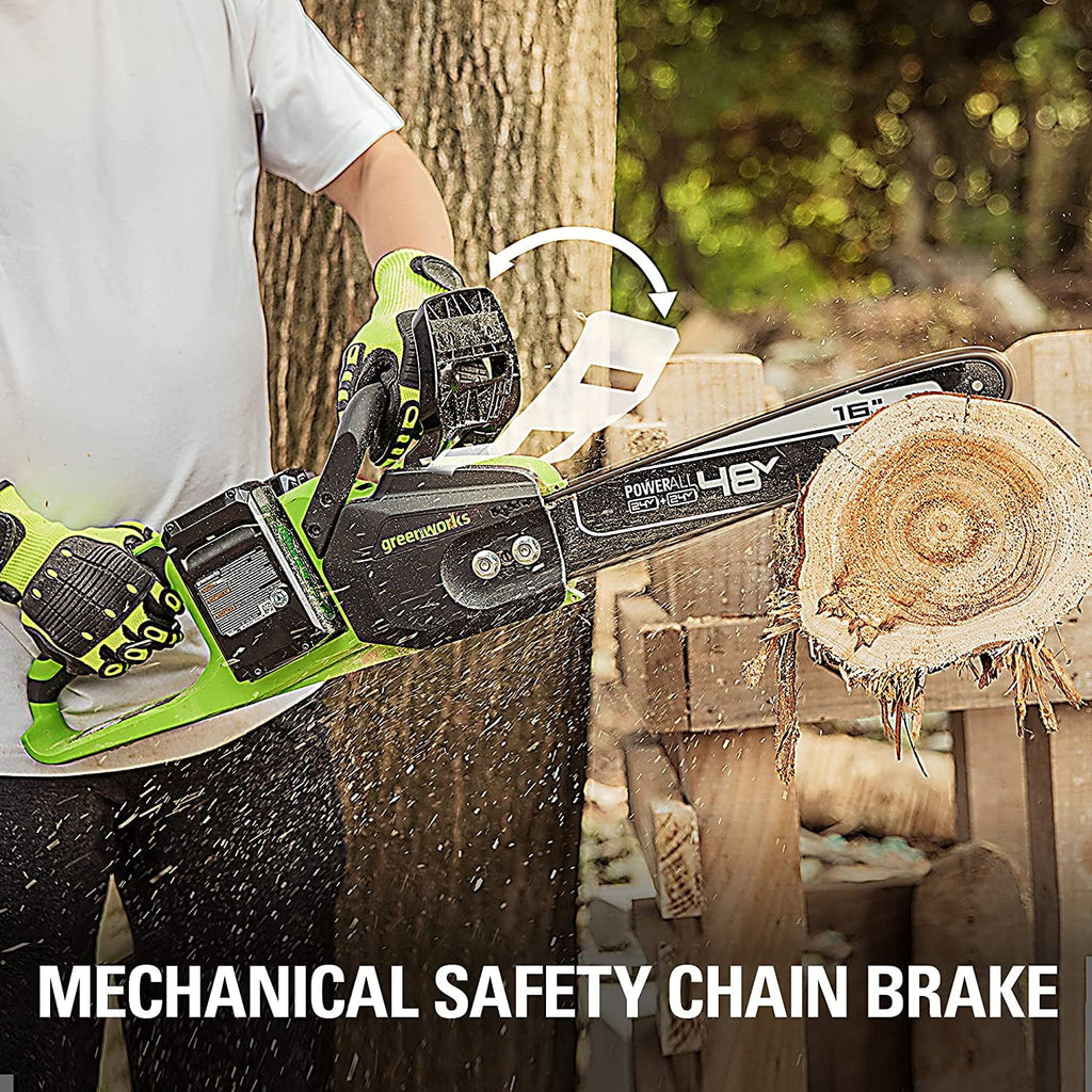48V 16-inch Brushless Chainsaw with 4Ah Batteries and Dual Port Charger A303