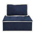 Navy Blue And Cream Fabric Armless Accent Chair Y7063