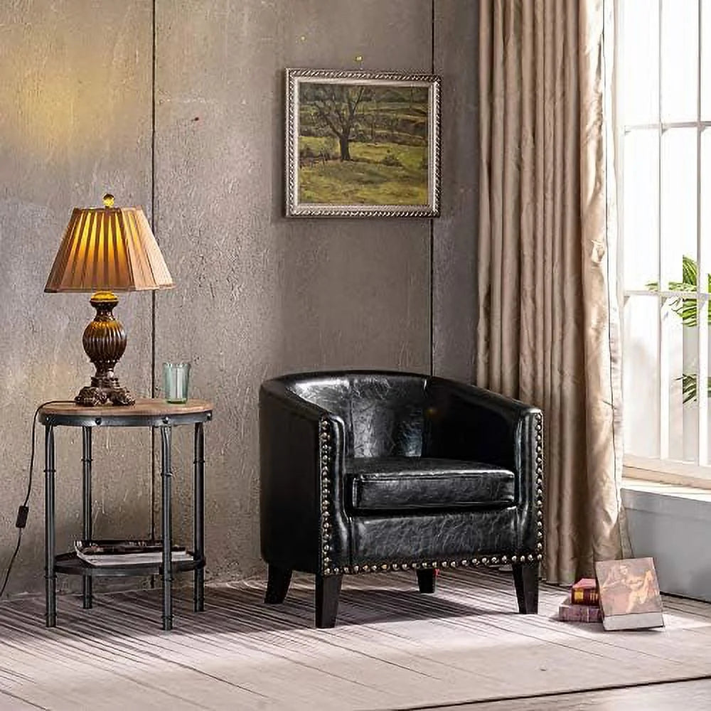Set of 2 Faux Leather Barrel Chairs S1513