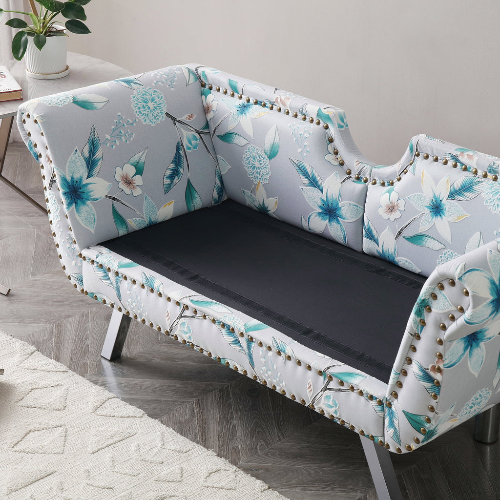 Modern Velvet Loveseat Sofa with Removable Cushion Metal Legs G50370