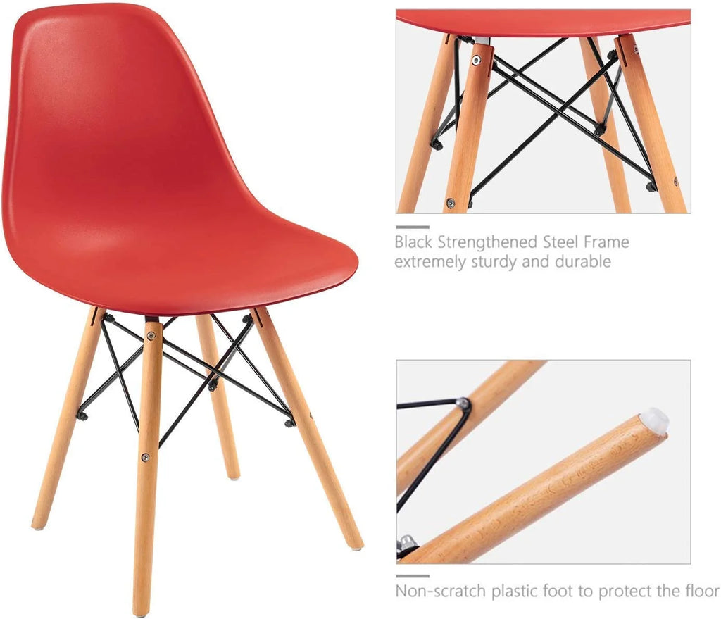 Red Plastic Dining Chair Set of 4 L9953