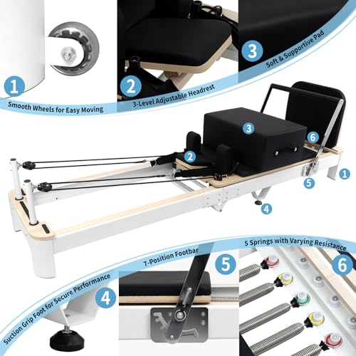 Foldable Pilates Reformer Machine with Aluminum Frame S967